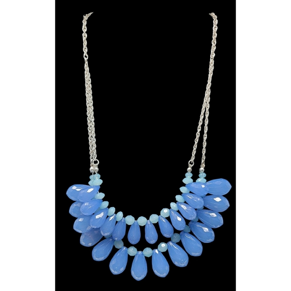 Blue Teardrop Statement Necklace